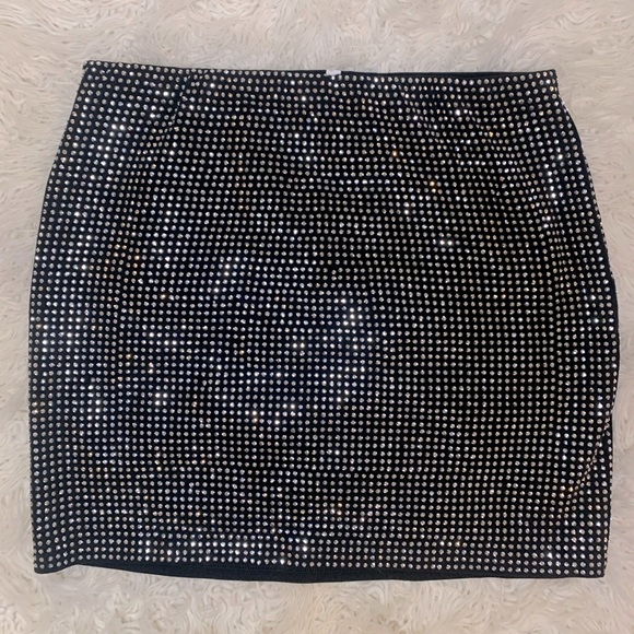 Good American Black and Silver Mini Skirt Size 3 - Picture 1 of 3